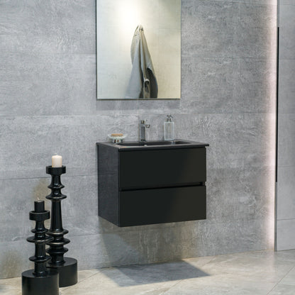 24 Inch High Gloss Black Veneto Floating Bathroom Vanity