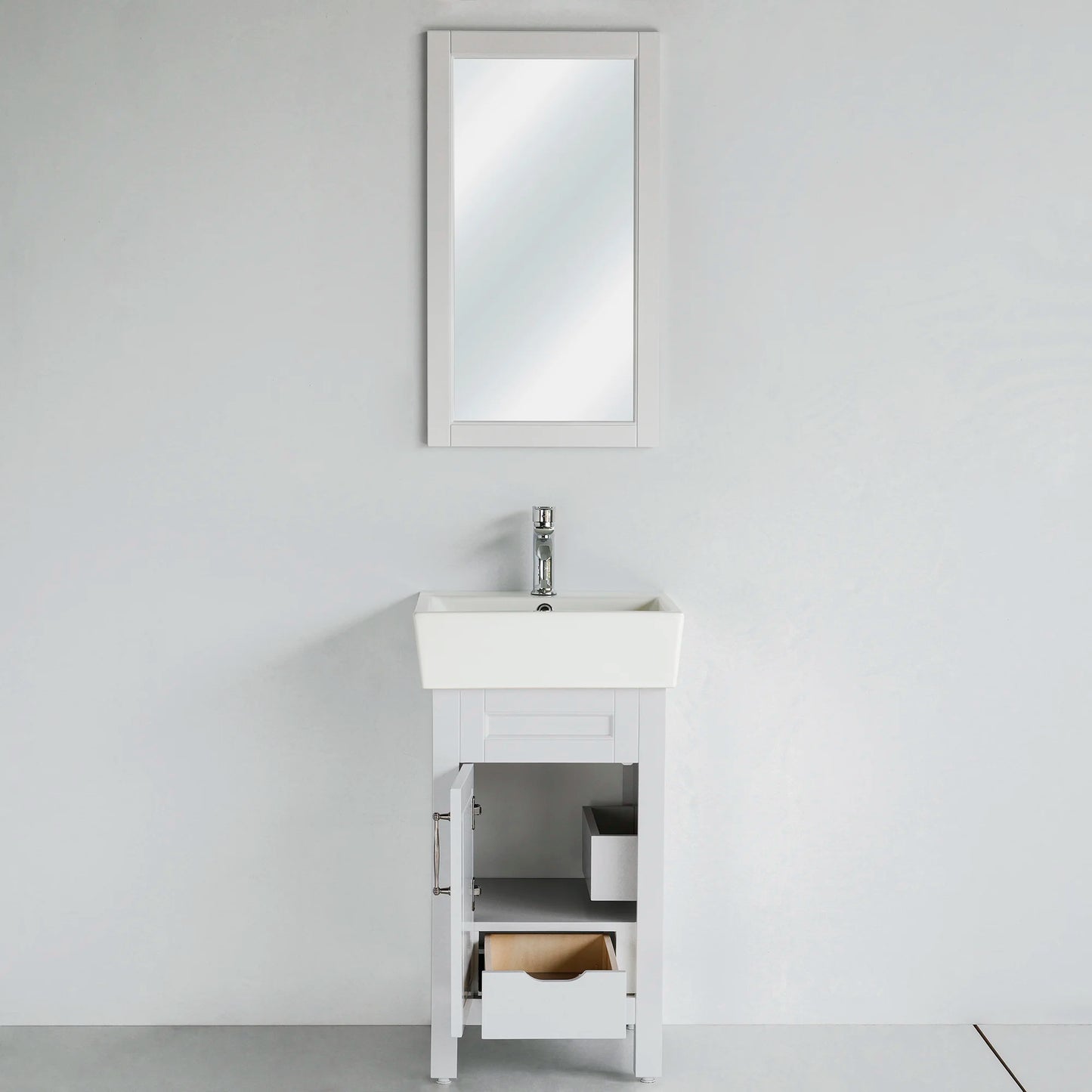 18 Inch White Selena Bathroom Vanity with Countertop
