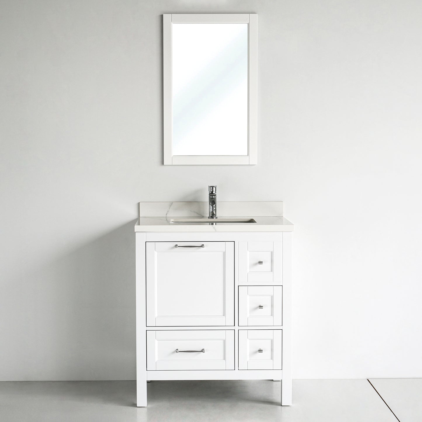 30 Inch White Selena Bathroom Vanity with Countertop