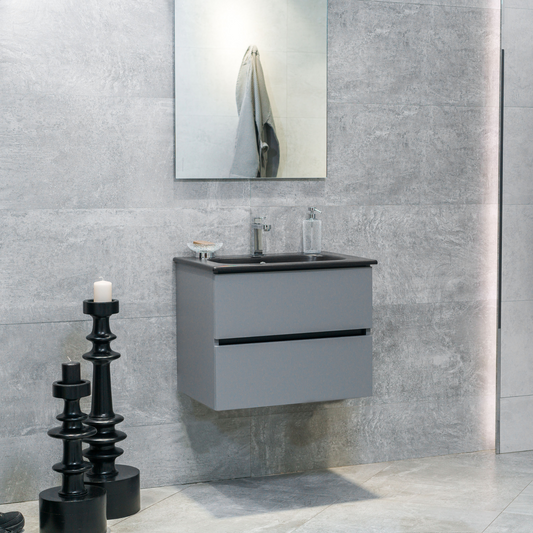 24 Inch Matte Dust Gray Veneto Floating Bathroom Vanity