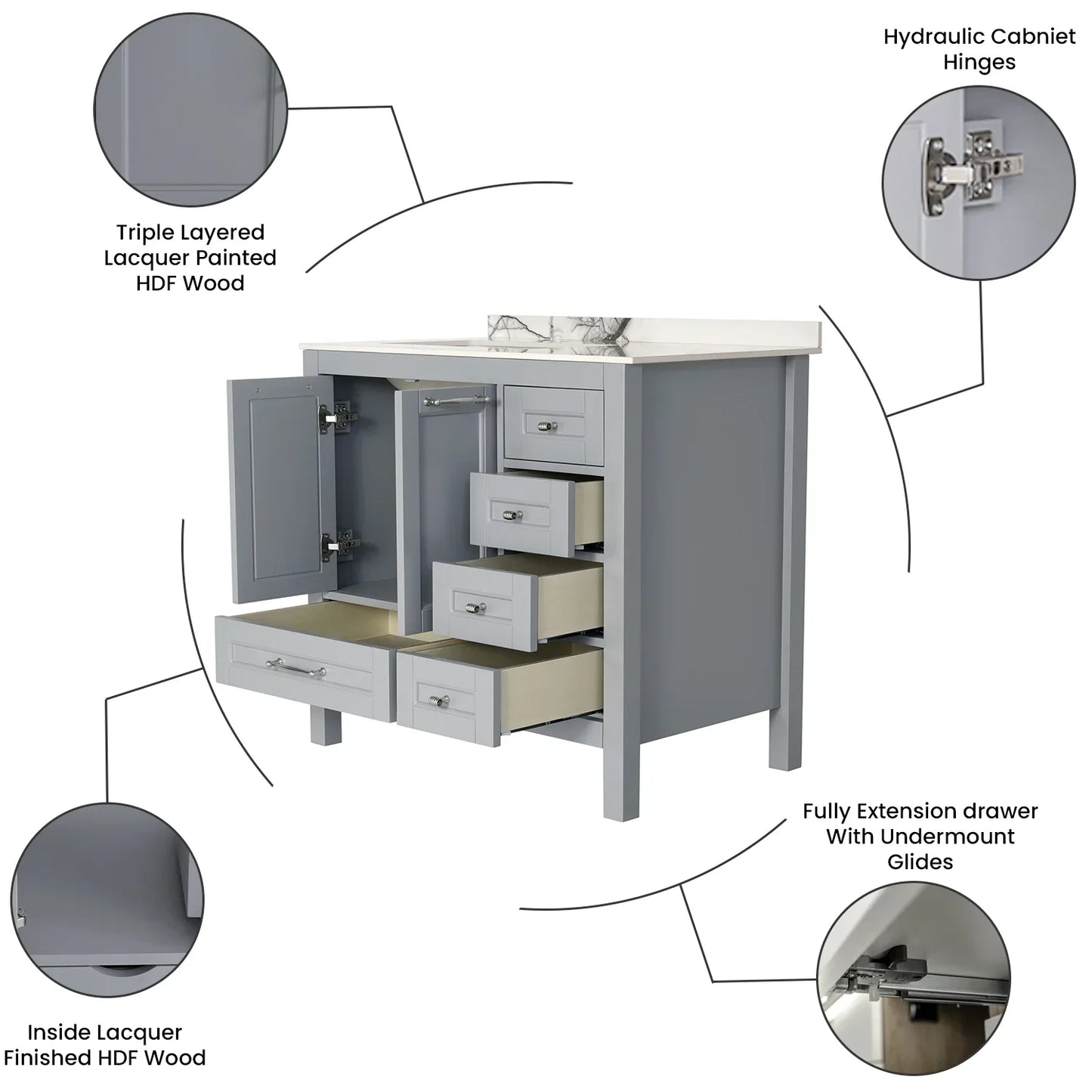 36 Inch Gray Selena Bathroom Vanity