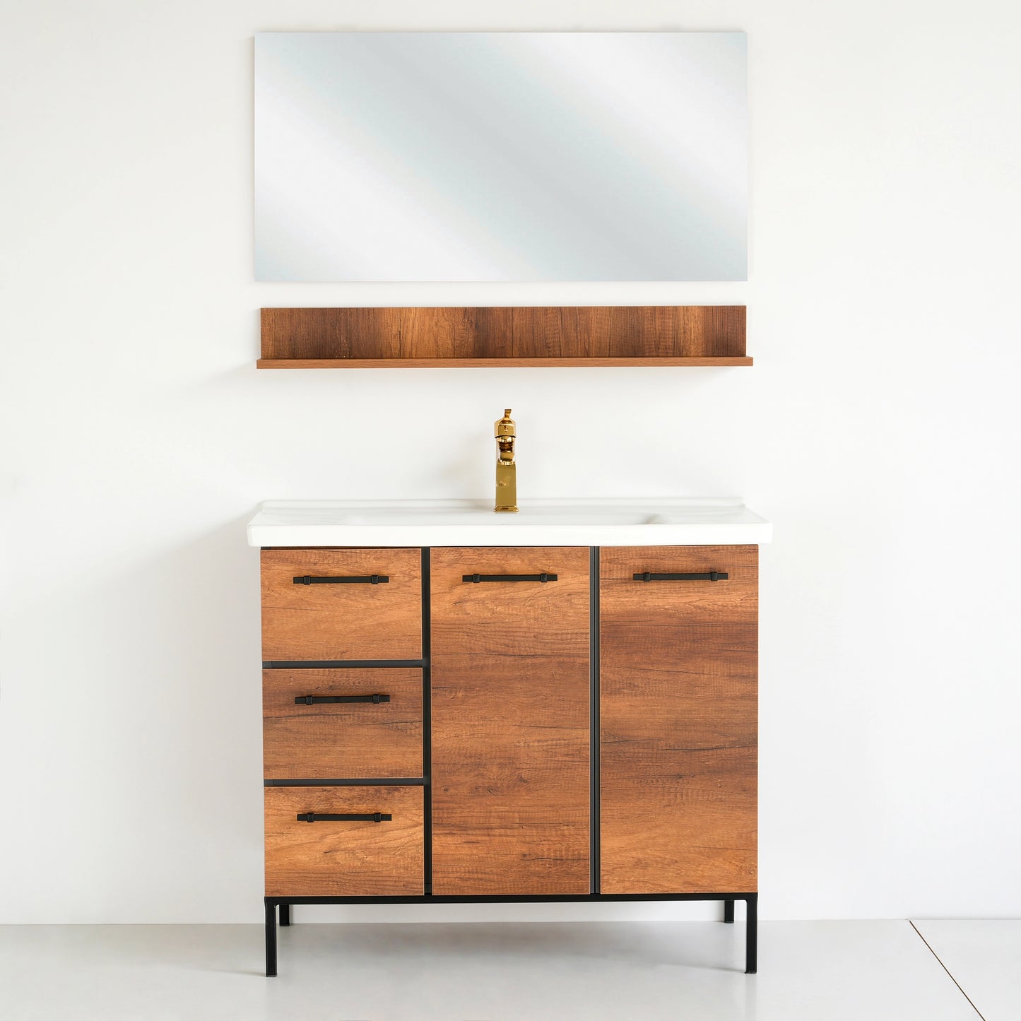 40 Inch Dark Oak Desert Single Sink Free Standing Bathroom Vanity with Countertop