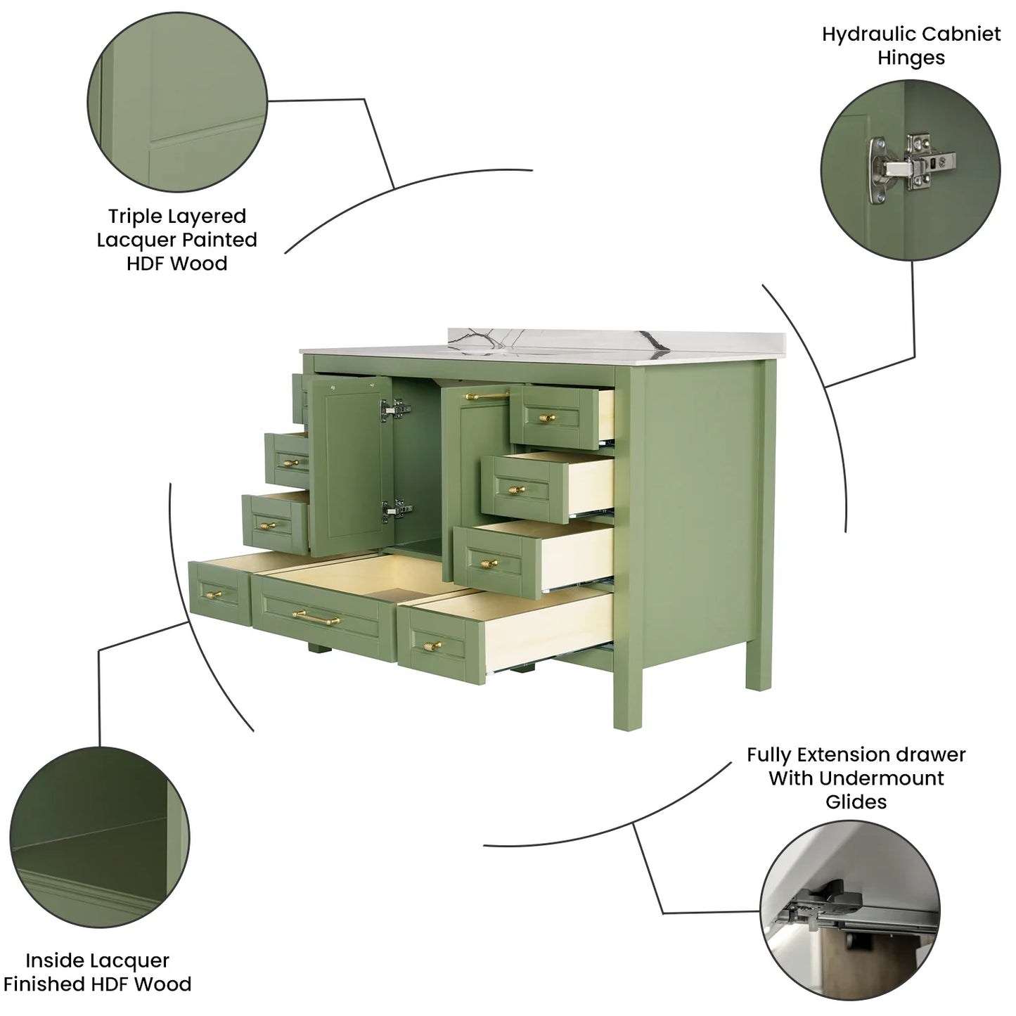 48 Inch Green Selena Bathroom Vanity