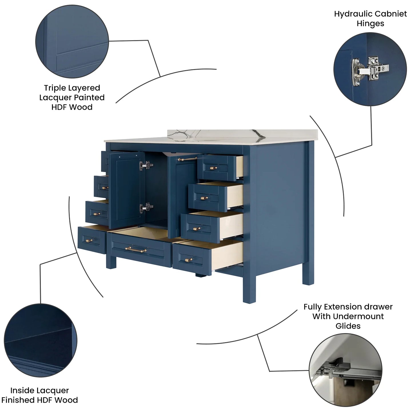 48 Inch Navy Blue Selena Bathroom Vanity