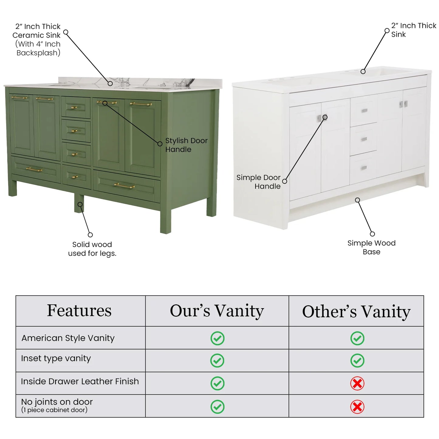 60 Inch Green Selena Bathroom Vanity