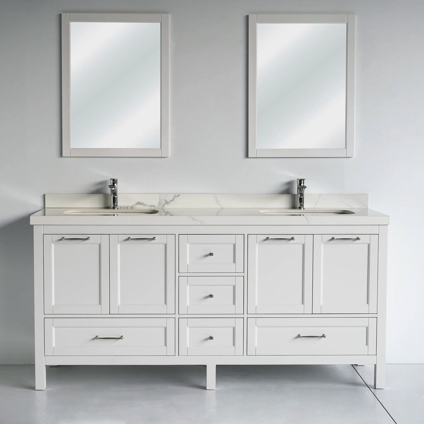 72 Inch White Selena Bathroom Vanity with Countertop