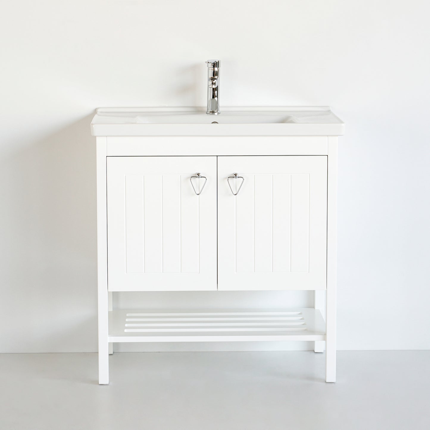 32 Inch White Polo Freestanding Single Sink Bathroom Vanity with Countertop