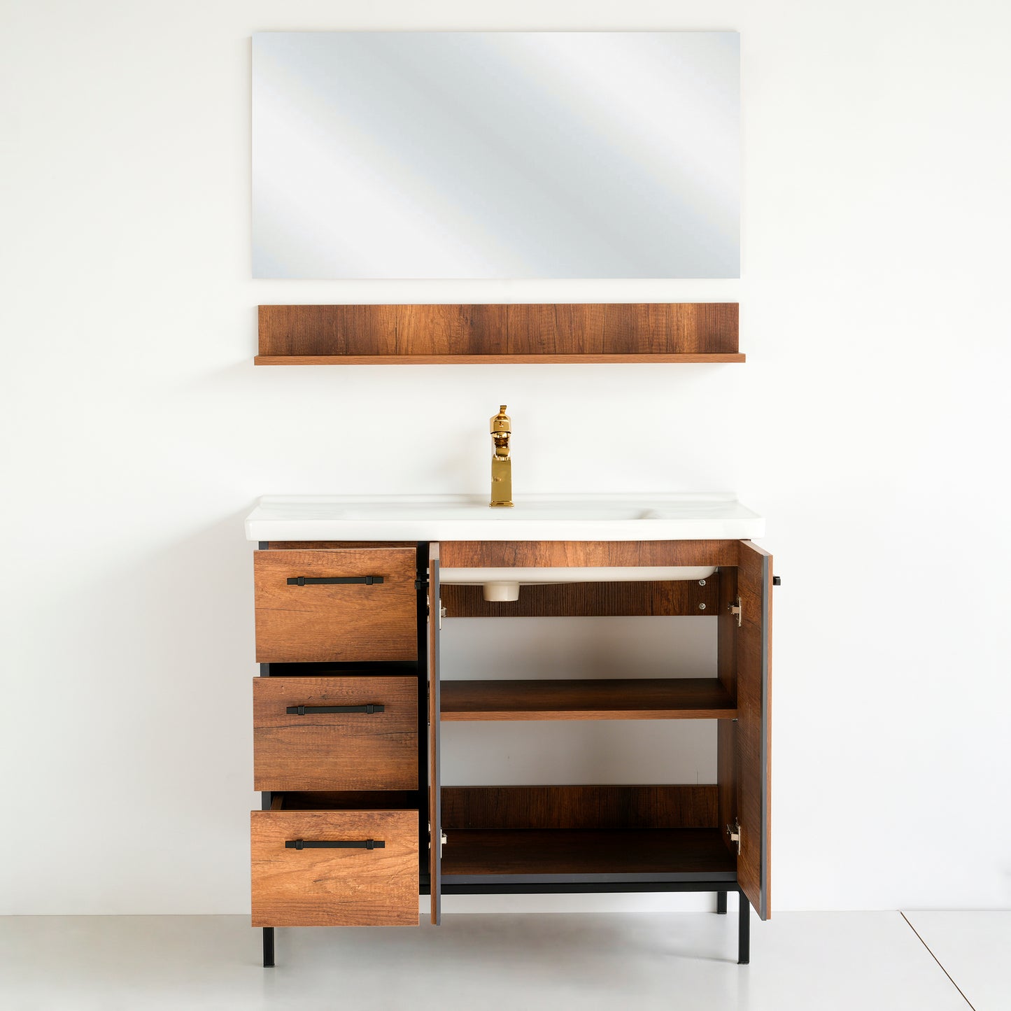 40 Inch Dark Oak Desert Single Sink Free Standing Bathroom Vanity with Countertop