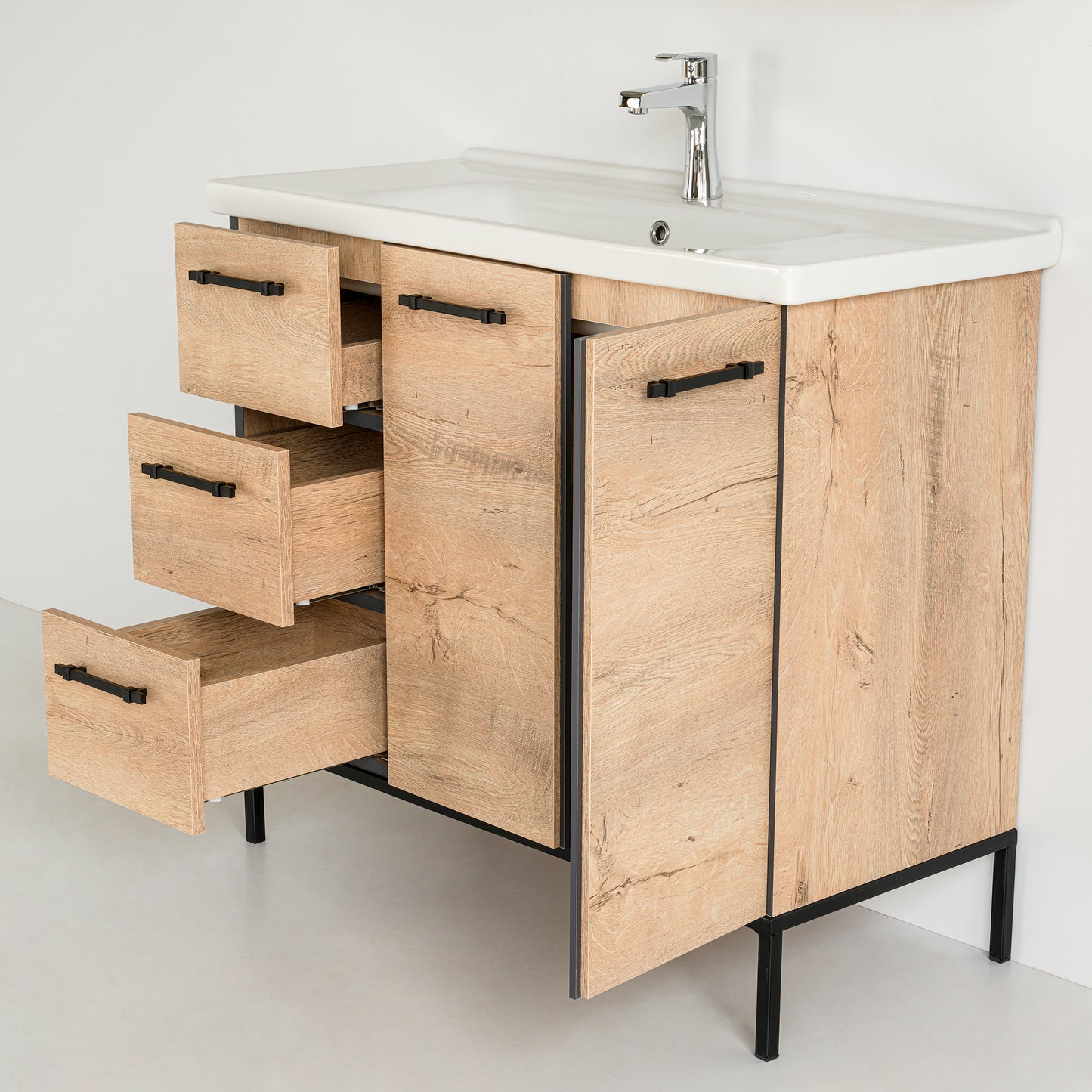 40 Inch Beechwood Desert Single Sink Free Standing Bathroom Vanity with Countertop