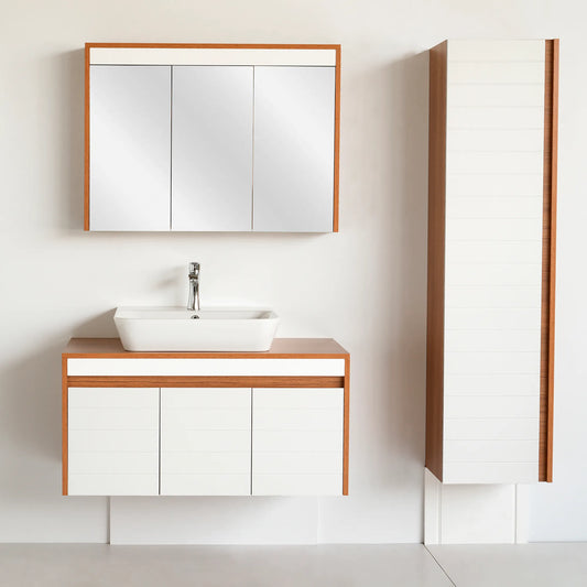 40 Inch Teak & White Hira Single Sink Bathroom Vanity