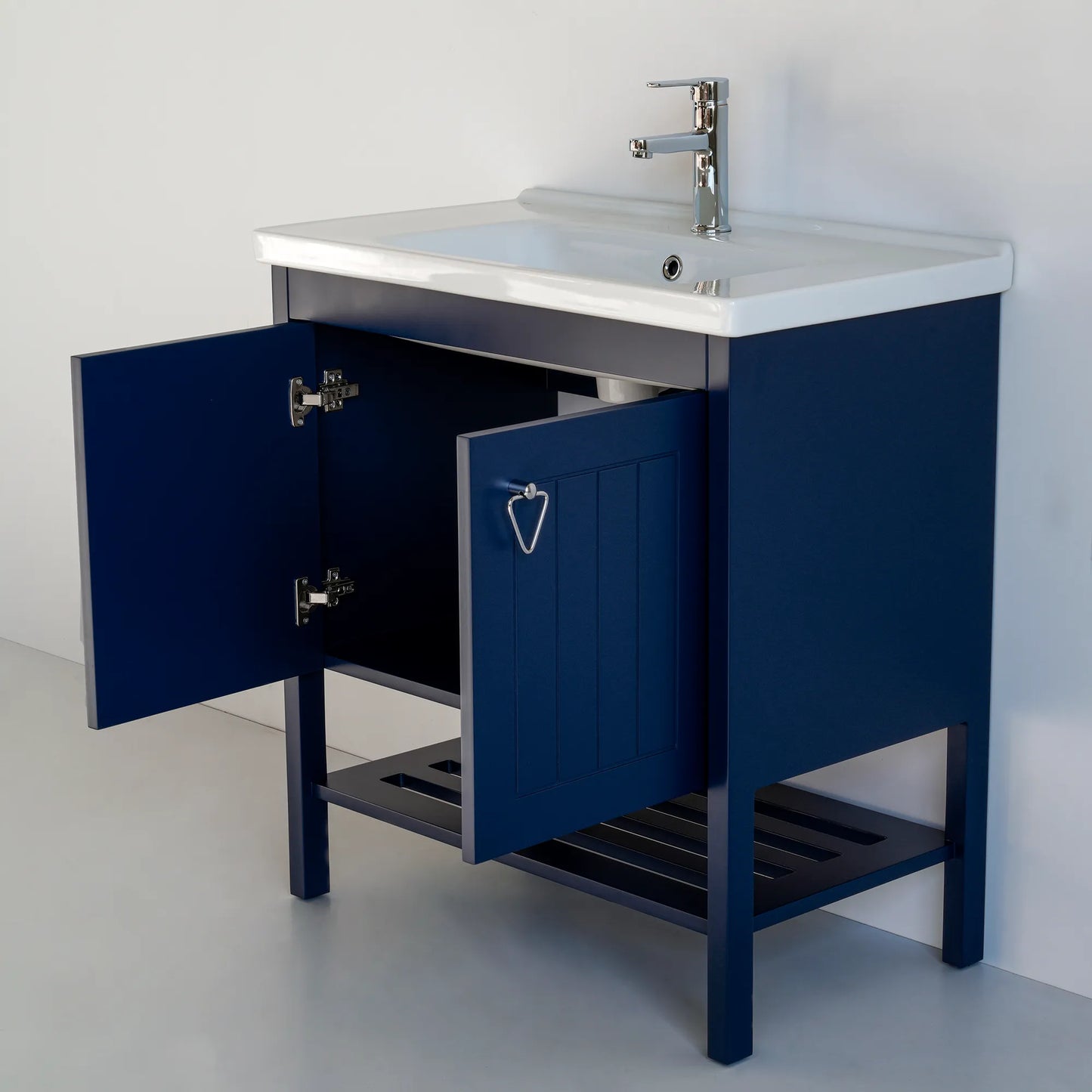 32 Inch Navy Blue Polo Freestanding Single Sink Bathroom Vanity with Countertop