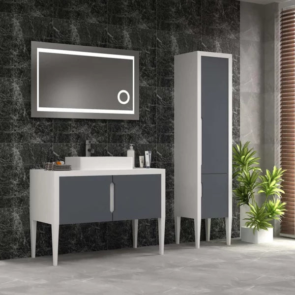 40 Inch White & Gray Vento Bathroom Vanity with Countertop
