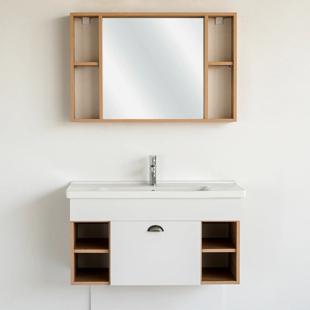 40 Inch Light Oak Lotus Single Sink Bathroom Vanity with Countertop