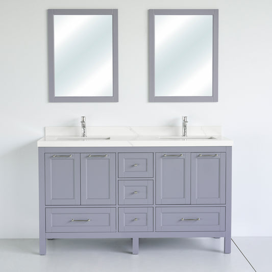 60 Inch Gray Selena Bathroom Vanity