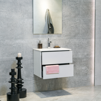 24 Inch High Gloss White Veneto Floating Bathroom Vanity