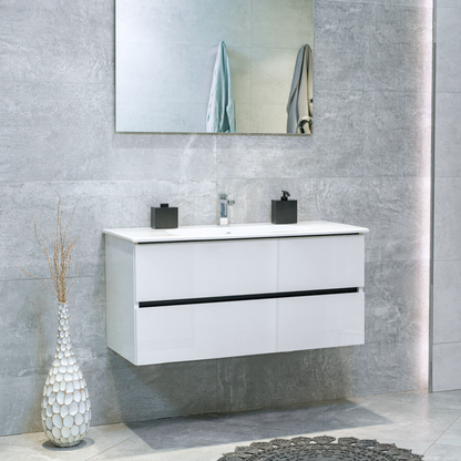 40 Inch High Gloss White Veneto Floating Bathroom Vanity with Countertop