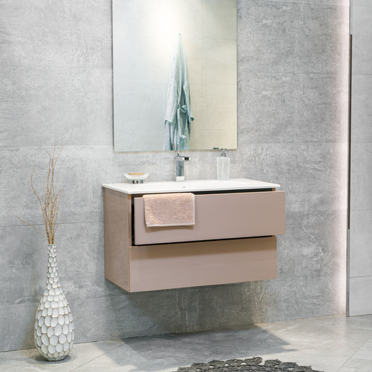 32 Inch High Gloss Capuccino Veneto Floating Bathroom Vanity