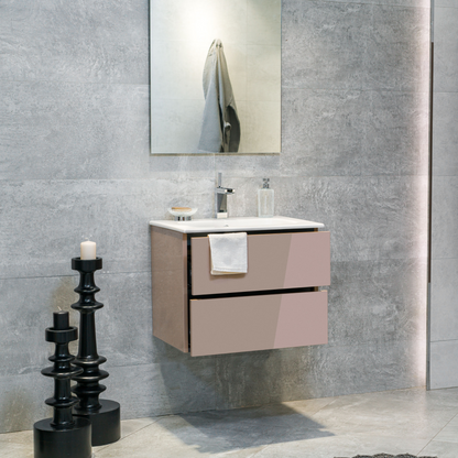 24 Inch High Gloss Capuccino Veneto Floating Bathroom Vanity