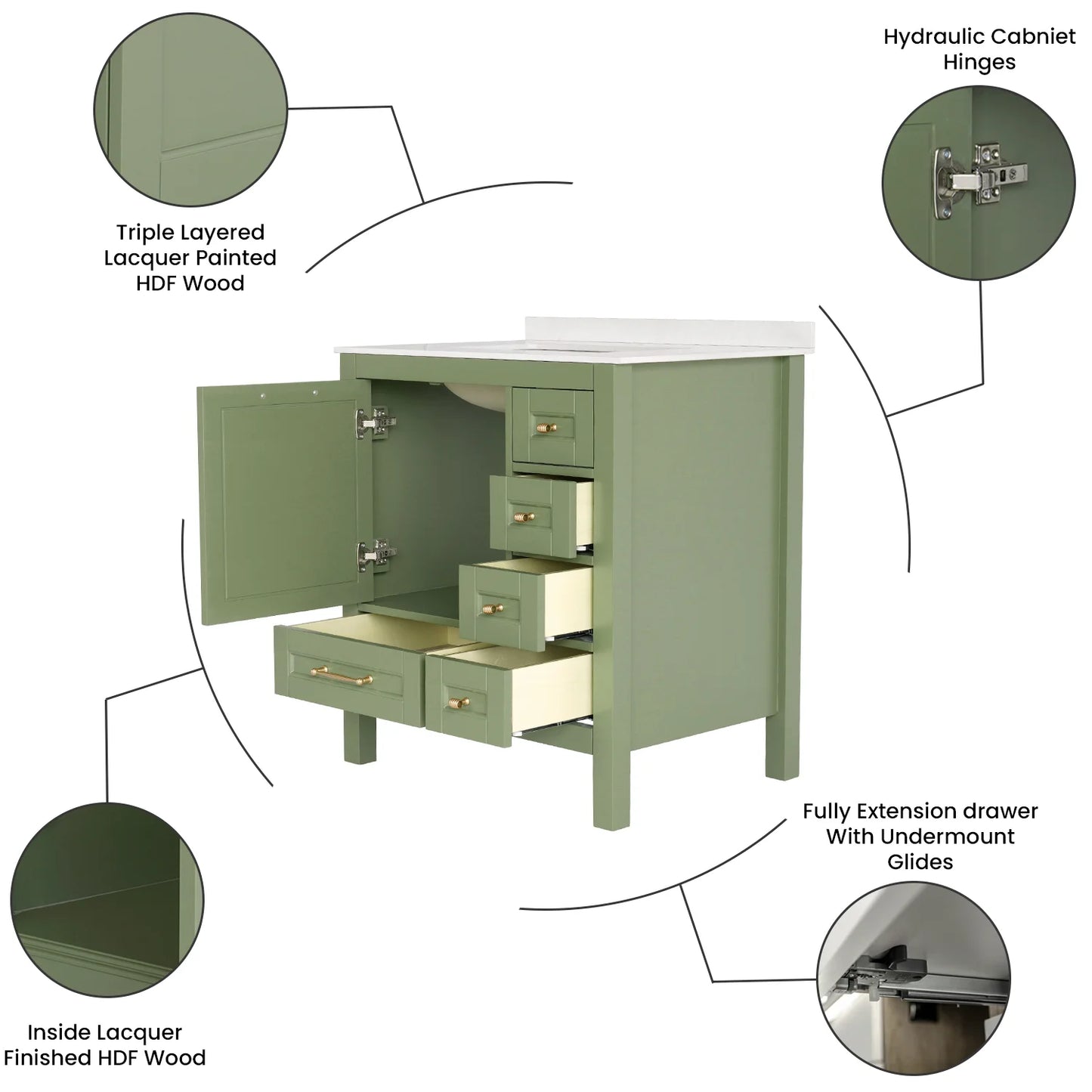 30 Inch Green Selena Bathroom Vanity