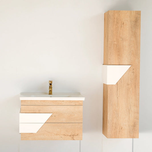 40 Inch Light Oak & White Oscar Floating Single Sink Bathroom Vanity