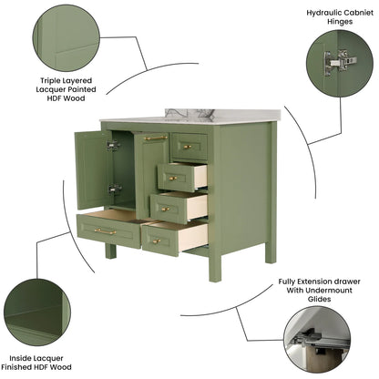 36 Inch Green Selena Bathroom Vanity