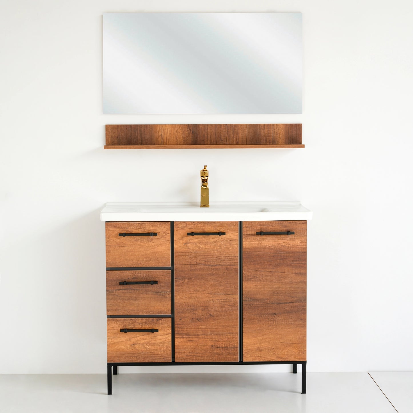 40 Inch Dark Oak Desert Single Sink Free Standing Bathroom Vanity