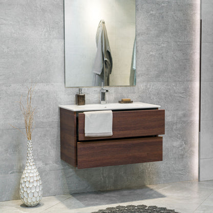32 Inch Dark Oak Veneto Floating Bathroom Vanity