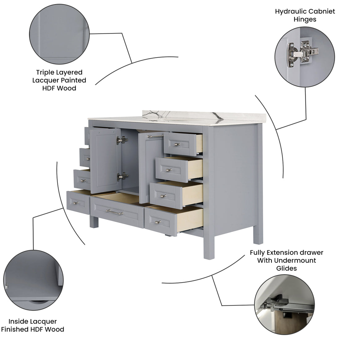 48 Inch Gray Selena Bathroom Vanity – Avaluxury