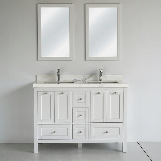 48 Inch White Selena Double Sink Bathroom Vanity