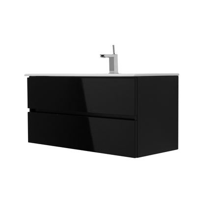 40 Inch High Gloss Black Veneto Floating Bathroom Vanity