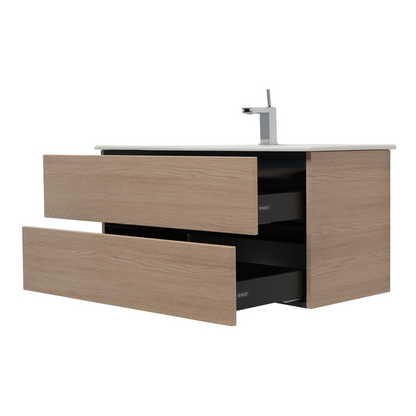 40 Inch Light Oak Veneto Floating Bathroom Vanity with Countertop