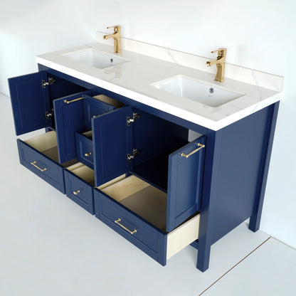 60 Inch Navy Blue Selena Bathroom Vanity