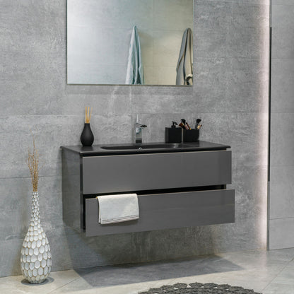 40 Inch High Gloss Anthracite Veneto Floating Bathroom Vanity