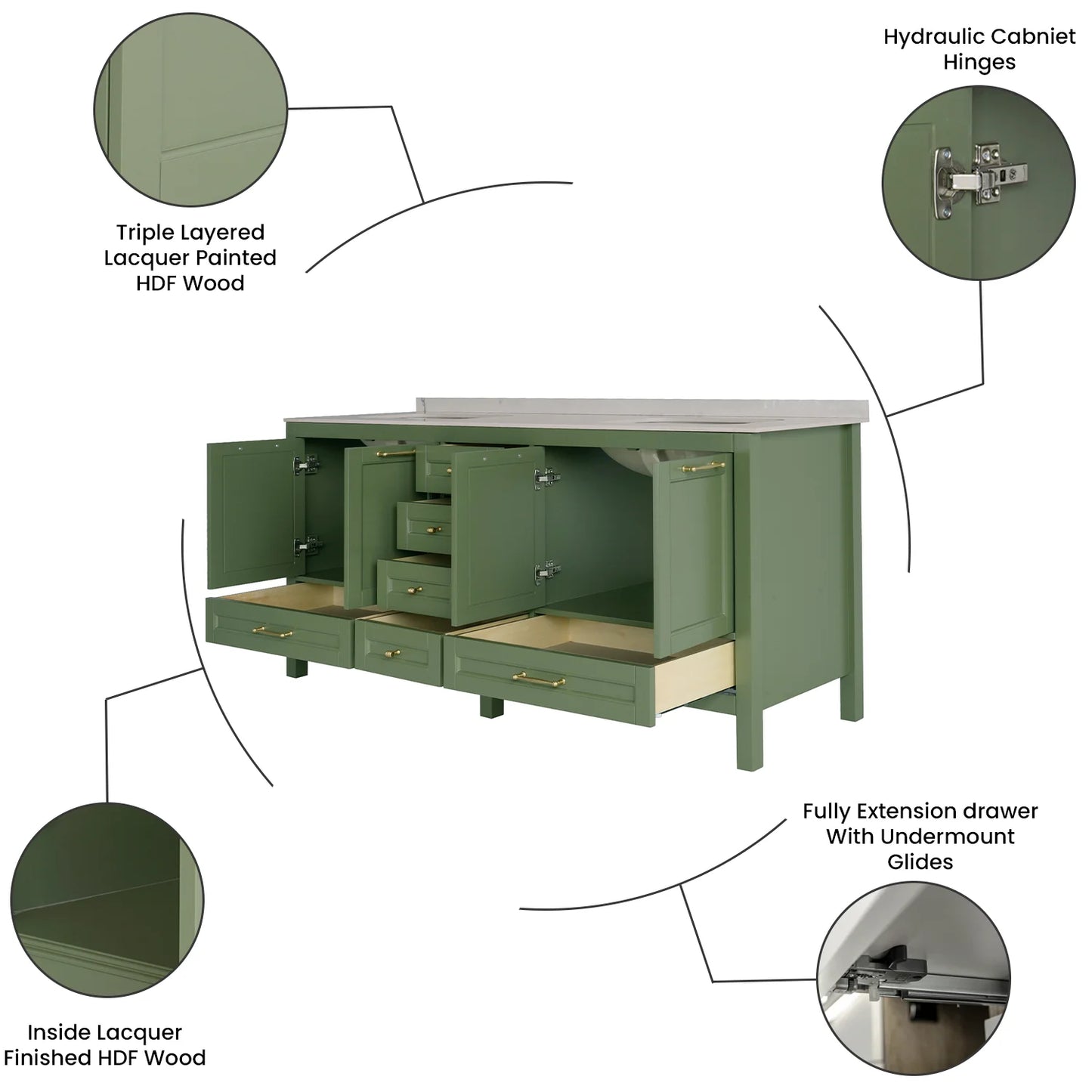 72 Inch Green Selena Bathroom Vanity