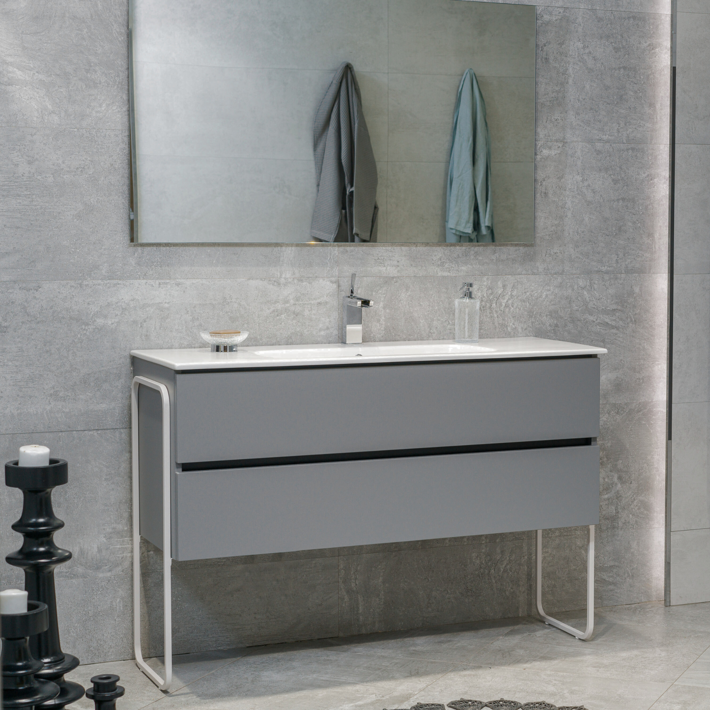 48 Inch Matte Dust Gray Veneto Floating Bathroom Vanity with Countertop