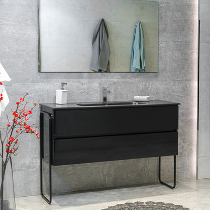 48 Inch High Gloss Black Veneto Floating Bathroom Vanity