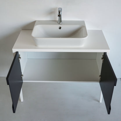 40 Inch White & Black Vento Bathroom Vanity