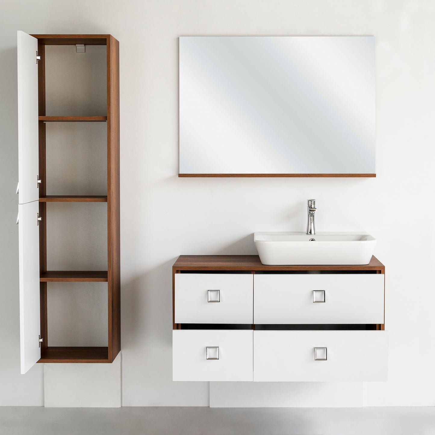 40 Inch Dark Oak & White Legno Bathroom Vanity