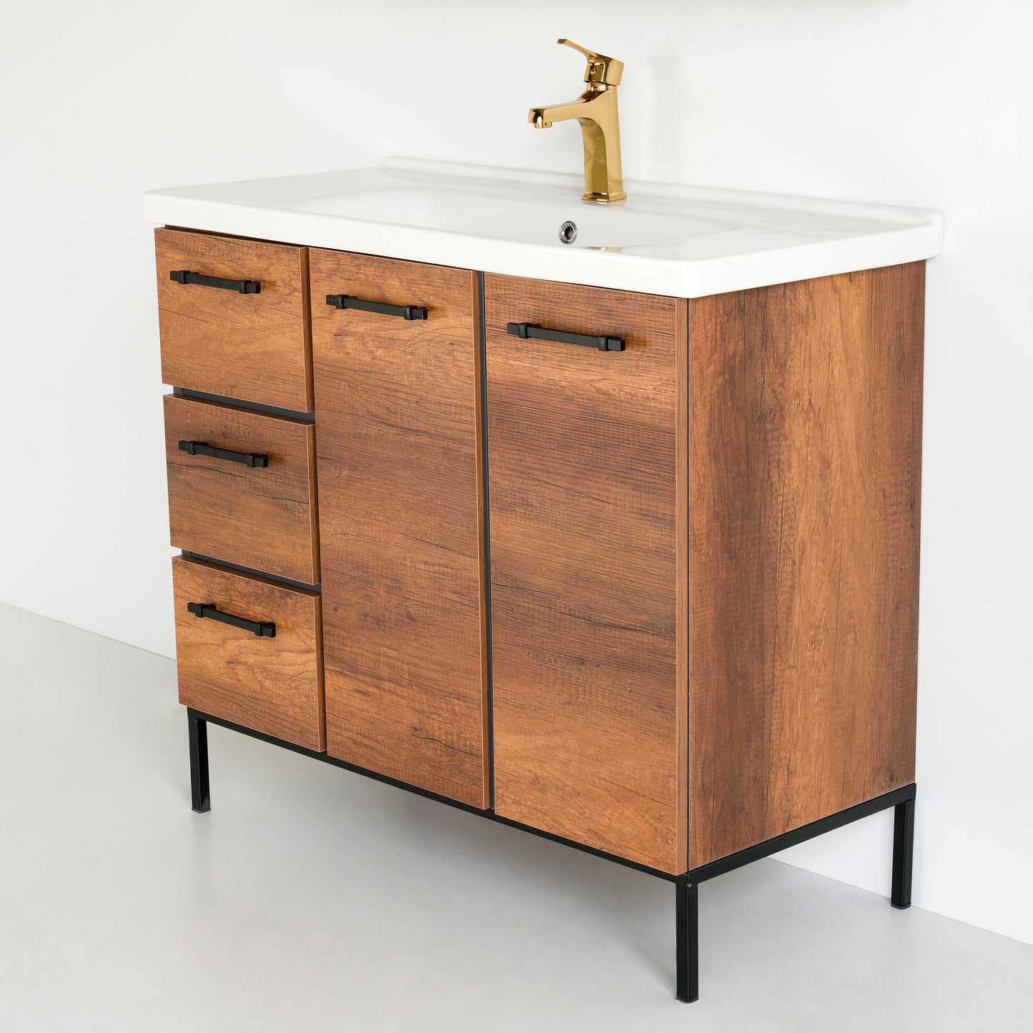 40 Inch Dark Oak Desert Single Sink Free Standing Bathroom Vanity with Countertop