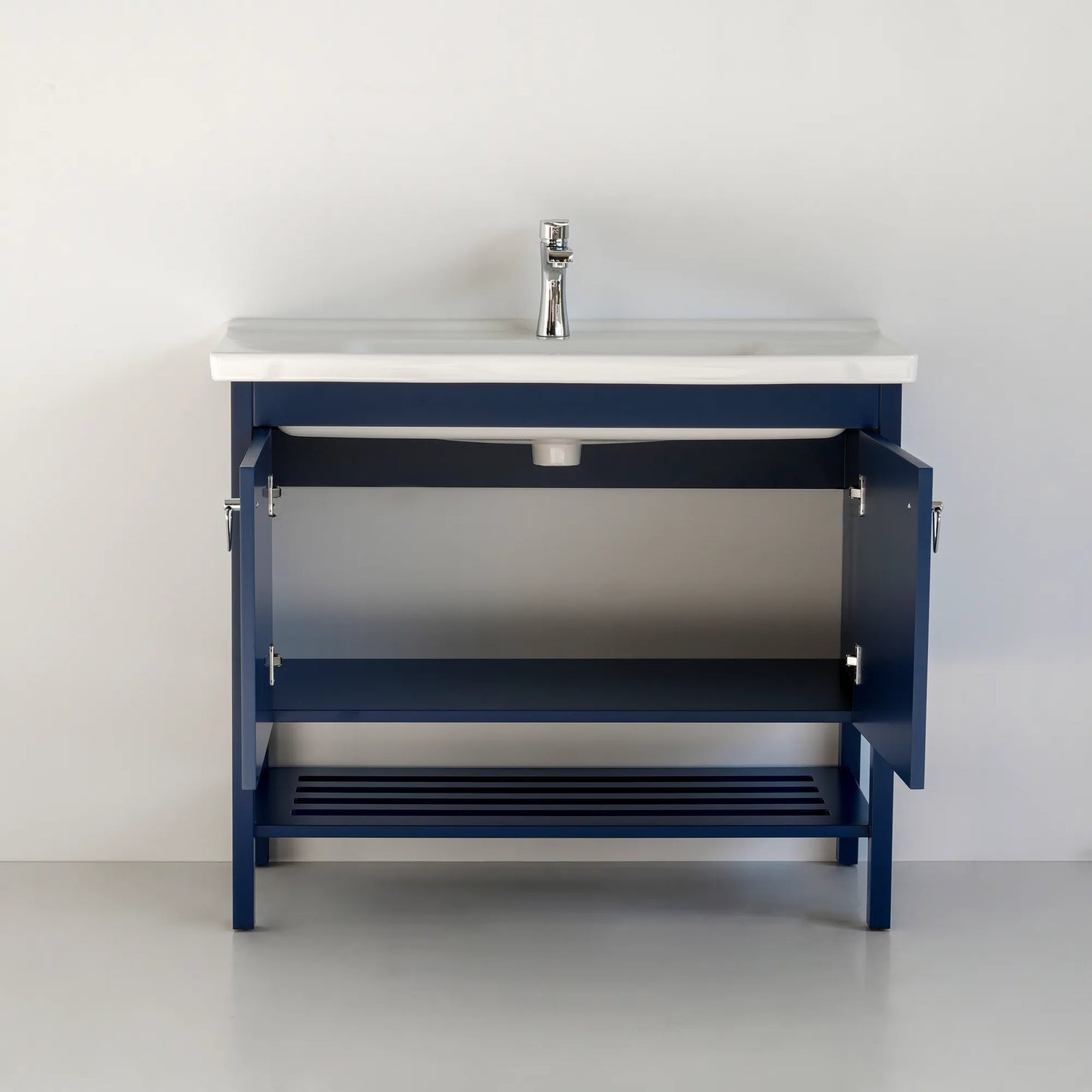 40 Inch Navy Blue Polo Freestanding Single Sink Bathroom Vanity with Countertop