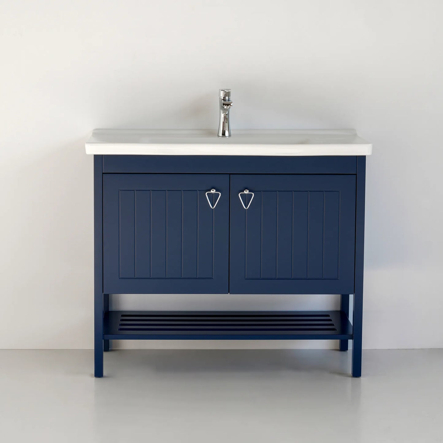 40 Inch Navy Blue Polo Freestanding Single Sink Bathroom Vanity with Countertop