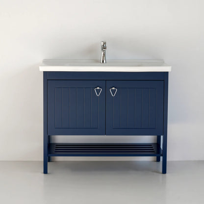 40 Inch Navy Blue Polo Freestanding Single Sink Bathroom Vanity