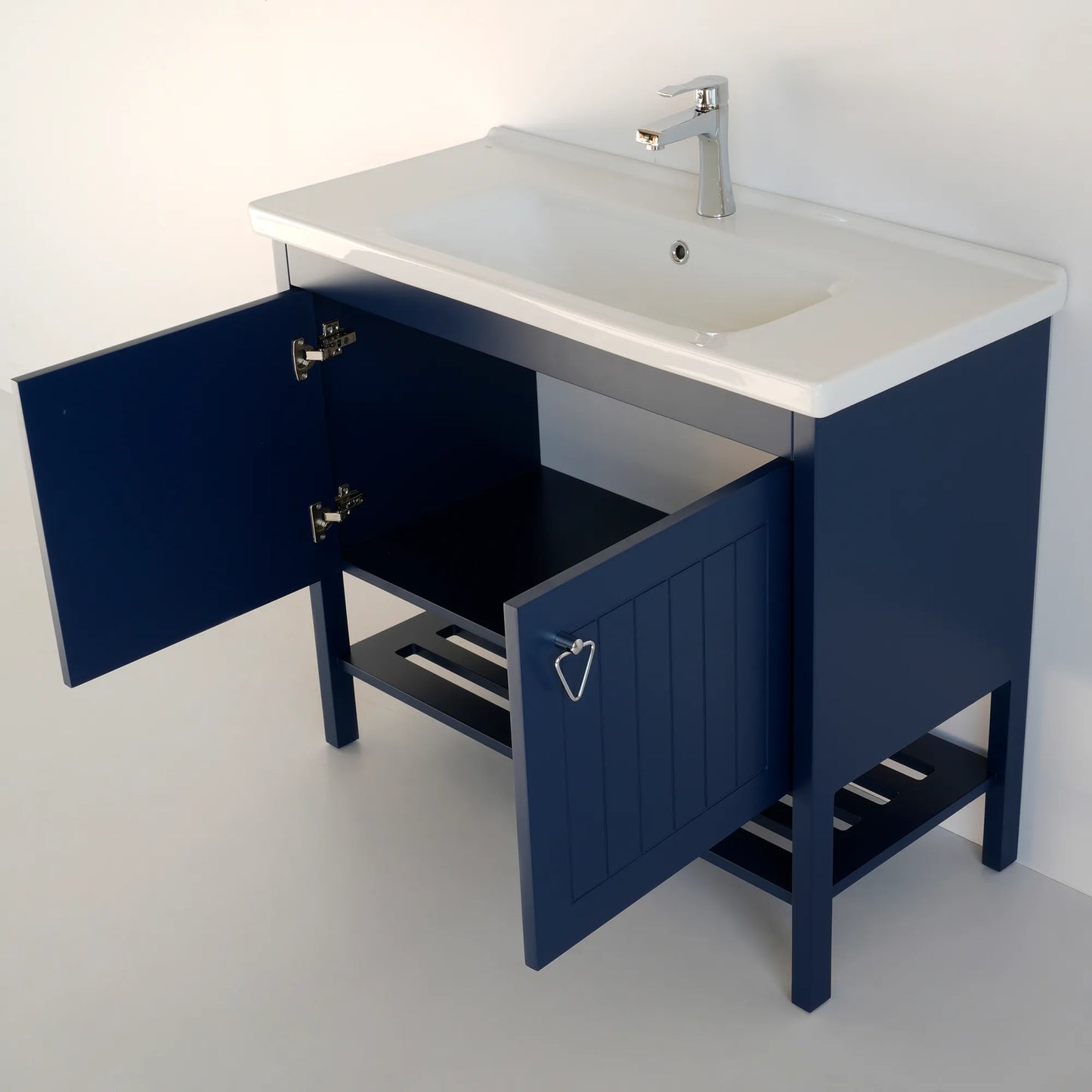 40 Inch Navy Blue Polo Freestanding Single Sink Bathroom Vanity
